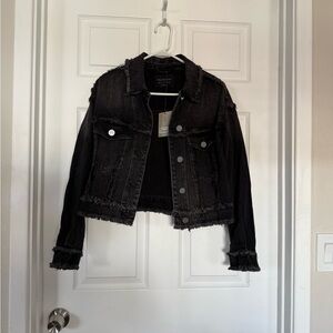 All Saints Distressed Black Claude Fray Denim Jacket